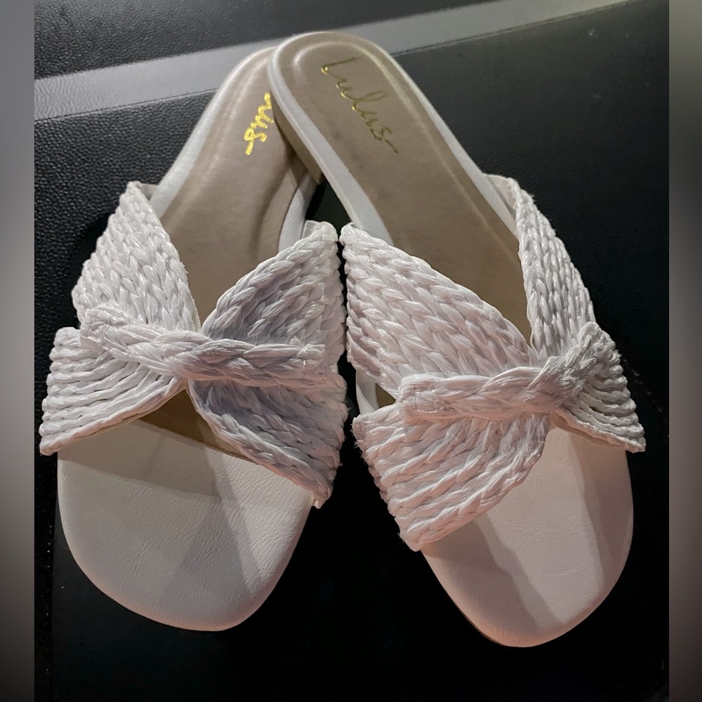 White Braided Slide Sandals